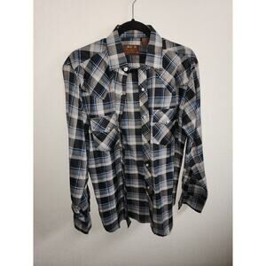 BJ-R Size M Men’s Western Shirt Snap Button Long Tail Form Fit Long Sleeve